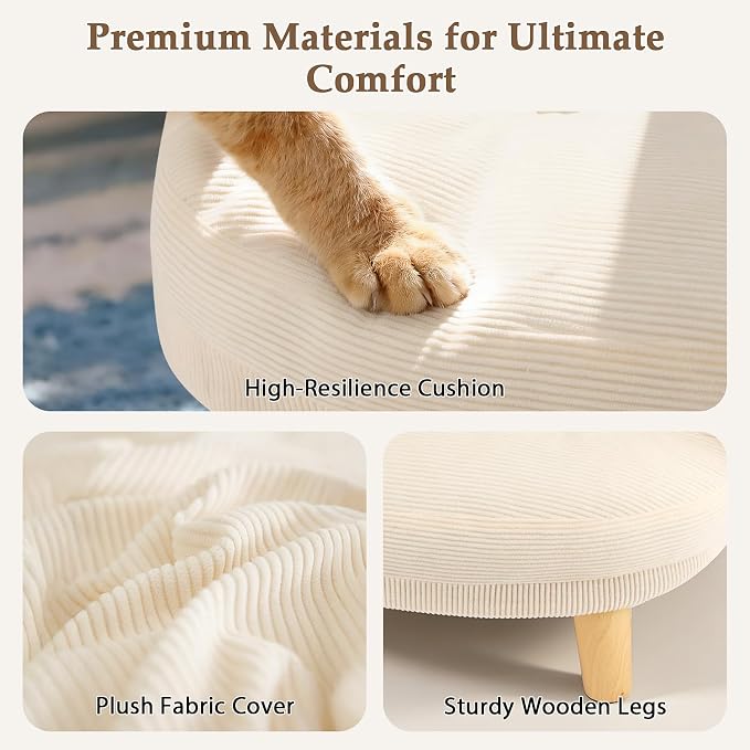 White Cat Sofa Bed, Furniture Style Pet Couch with Pine Wood Legs | Removable Cotton Velvet Cover, Cozy Cushion Design, Stylish Home Décor Pet Furniture for Cats and Small Dogs