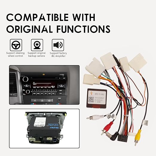 16PIN Car Stereo Wiring Harness Canbus for Toyota Camry RAV4 Corolla Tundra Highlander 2007-2012, Radio Wire Harness Power Cable Compatible with Android Head Unit JBL AMP Backup Camera SWC