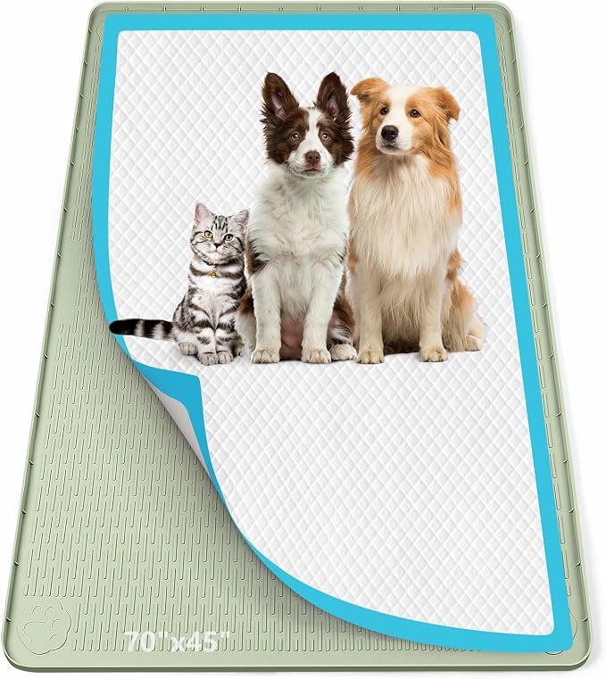 Pee Pad Holder for Dogs 70''x45'' Silicone Puppy Pee Pad Tray, Khaki | Extra Large Dog Potty Tray Leak-Proof, High Edge, No Spill Training Pads for Floor Protection, No Pee Pads