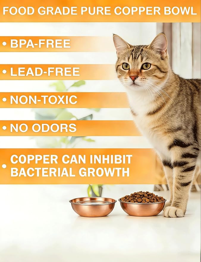 99.99% Pure Copper Pet Bowl, 5-Inch Copper Dog Bowl. This is A Small Copper Bowl Suitable for Small Household Pets. (1)