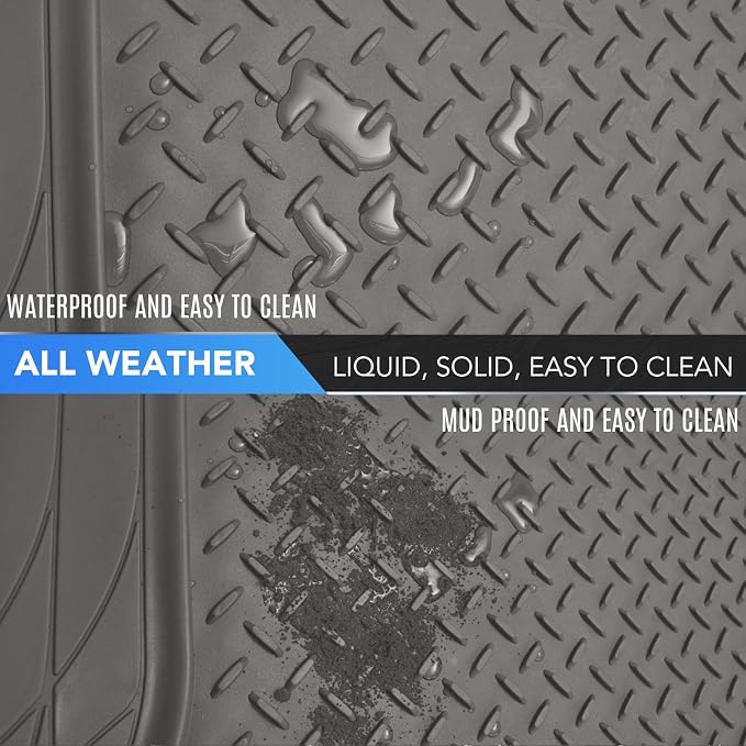 PIC AUTO Heavy Duty Cargo Liner, Trimmable All-Weather Rubber Trunk Mat for Cars, SUVs, Vans & Trucks, Anti-Slip Backing, Durable Protection, Large, Gray