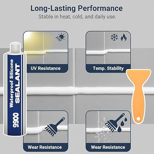 Waterproof Structural Adhesive Sealant - 9900 Super Bonding Glue, UV-Resistant Strong Sealing Compound for Roof, Bathroom, Tile, Multi-Surfaces (Clear)