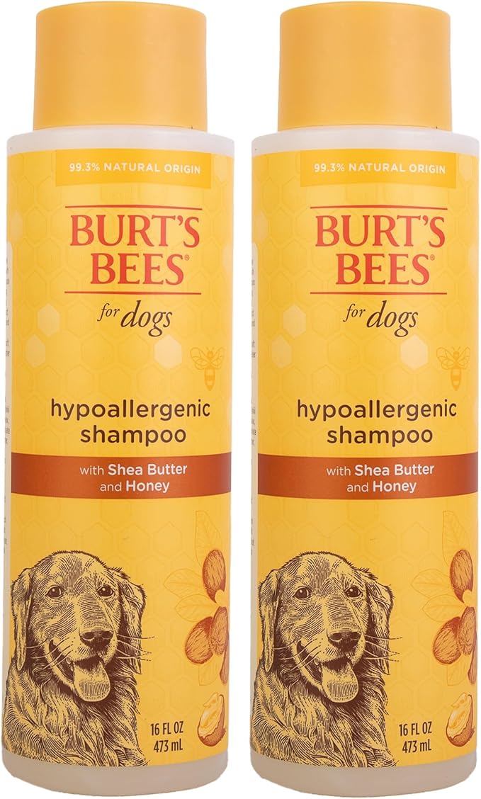 Burt's Bees for Pets Hypoallergenic Dog Shampoo with Shea Butter and Honey, Gentle Fragrance Free Shampoo for Sensitive Dogs with 95% Natural Origin Skin and Coat Formula, 16 Fl Oz - 2 Pack