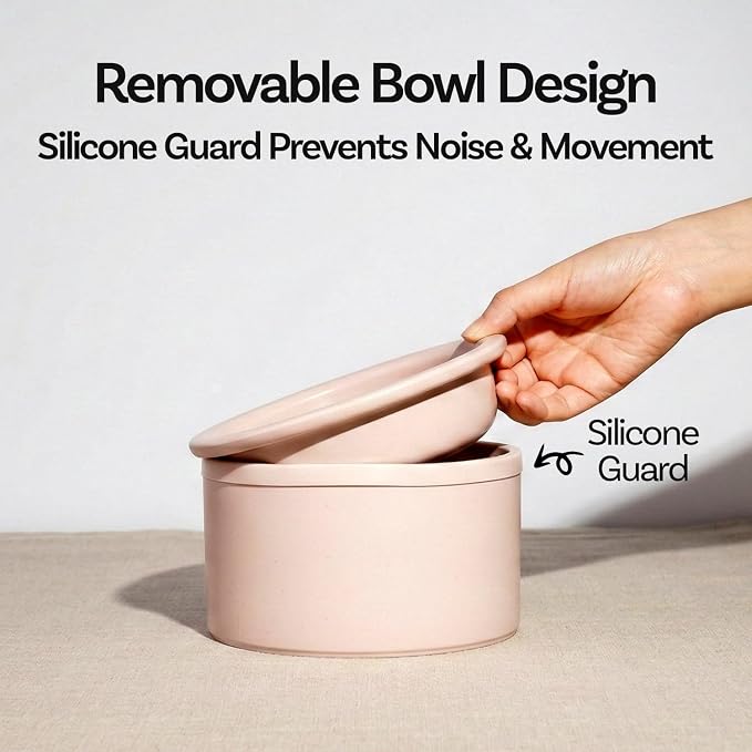Hello Bowl Elevated Ceramic Cat Bowl with Stand, Raised Whisker-Friendly Feeding Bowl for Cats & Small Dogs, Patented Design, Made in Korea (3.9" H - White, Square/Dry)