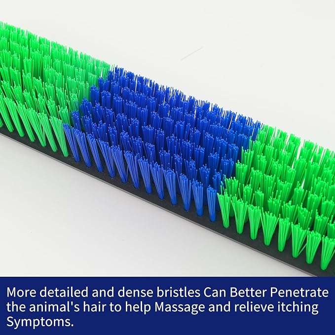 Livestock Scratch Brush With Spring Iron Holder，Animal Back Scratching Brush Including 4pcs goat brushes, 4 stands and accessories For Cow,Cattle,Sheep, Horses,Pigs，Massage Grooming Tool（Green）