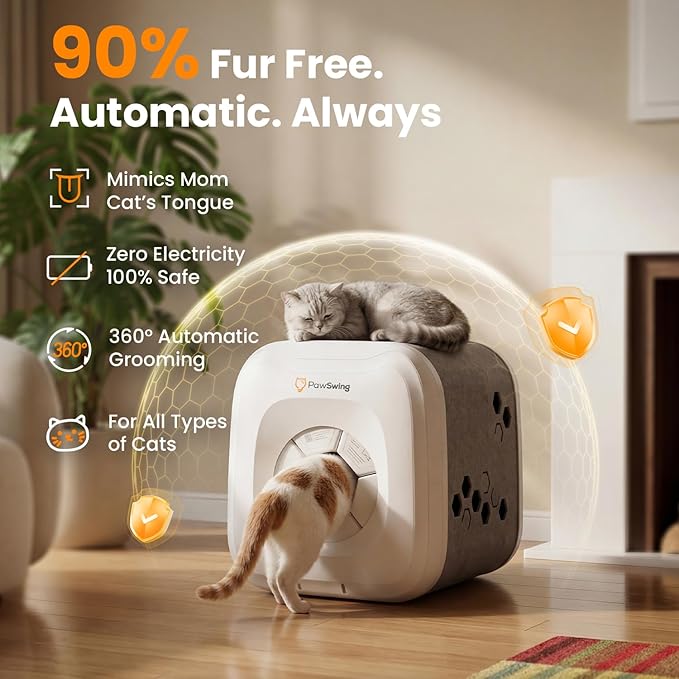 Neo Cat Self Groomer House with 6 Flexible Brushes and Food Bowl