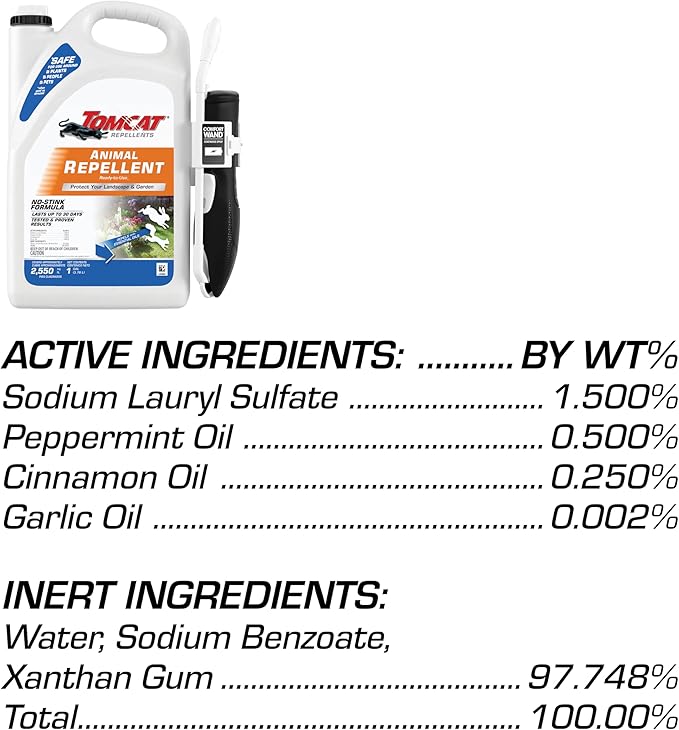 Tomcat Repellents Animal Repellent, Ready-to-Use, Protect Landscapes and Gardens, Contains Essential Oils, 1 Gal.