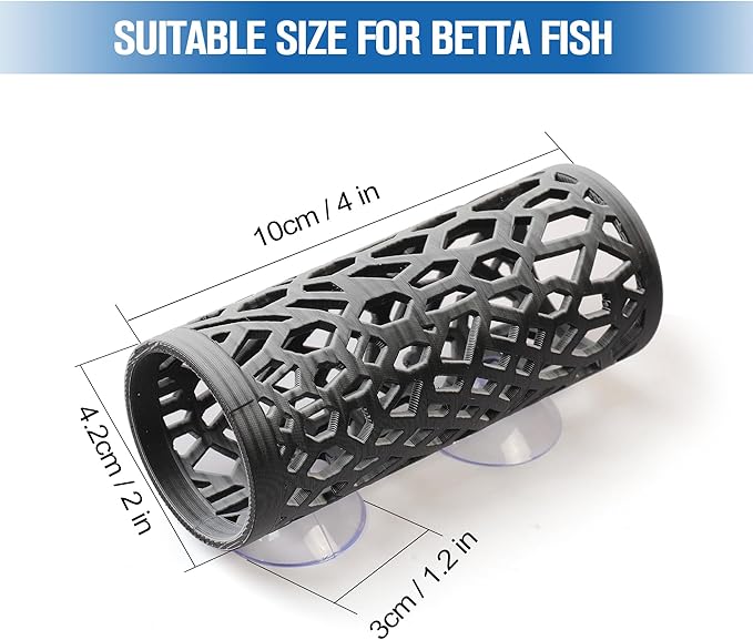 2 Pcs Betta Fish Tunnel,Safer for Small Fish Shrimp Aquarium Decor Hideout，Betta Hammock with Suction Cups for Resting and Sleeping，Fish & Shrimp Toys，Fish Tank Accessory Habitat Cave