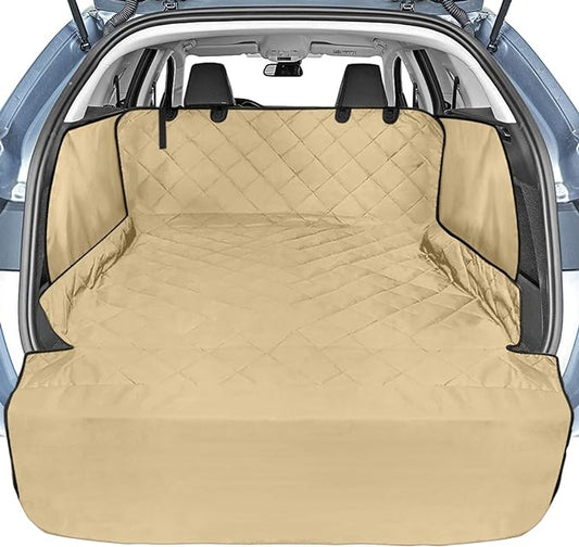 Veckle SUV Cargo Liner for Dogs with Side Flaps, Large (54" x 93") Water Resistant Trunk Cover, Non-Slip Pet Area Protector with Bumper Flap, Universal Fit for SUVs Sedans Vans, Khaki
