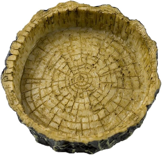 OMEM Reptile Natural Bowl Food and Water Dish Resin Made (Tree bark)