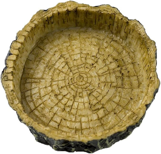 OMEM Reptile Natural Bowl Food and Water Dish Resin Made (Tree bark)