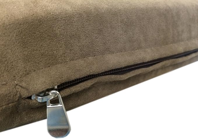 Durable Comfort Micro-Cushion Memory Foam Pet Dog Pillow Bed with Waterproof Liner + External Cover for S,M,L Dogs- Complete Set (Brown Microsuede, 48''x29'')
