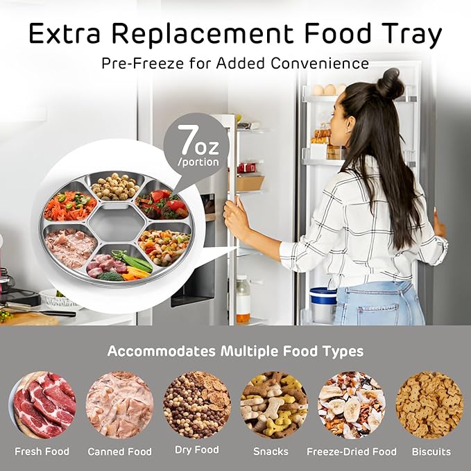 iPettie Replacement 304 Stainless Steel Food Tray for Brioche Automatic Pet Wet Food Feeder - 6 Isolated Portions, Dishwasher Safe, Lightweight, Easy to Clean