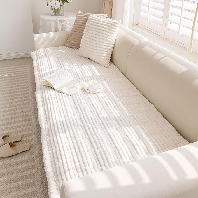 Couch Cover for Dogs Washable, Non-Slip Pet Couch Covers for Sofa, Fuzzy Dog Couch Cover Blanket for Furniture Protector (Z-White, 27.6" x 82.7"/70 x 210cm)