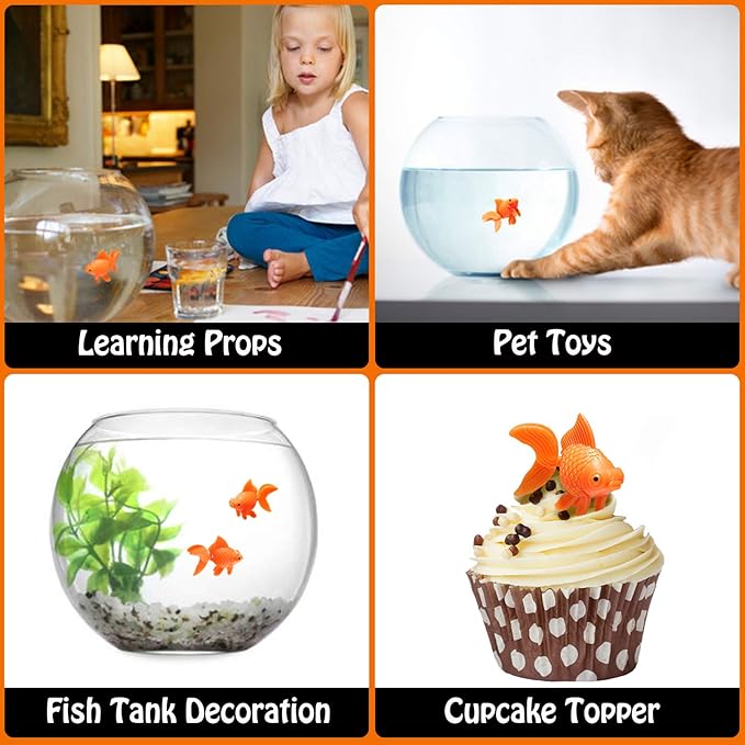 Sumind 30 Pieces Fake Goldfish Plastic Floating Artificial Aquarium Fish Realistic Moving Orange Goldfish Ornament Decorations for Aquarium Tank