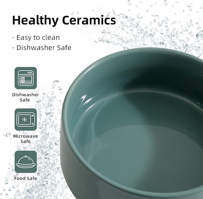 Havniva Cat Bowls Set of Two, 6.1” Ceramic Cat Food and Water Bowls | Cat Food Bowls Whisker Friendly, Non-Slip Base, Food-Grade Ceramic, Wide Opening, Dishwasher Safe, Cat Bowls for Indoor Cats