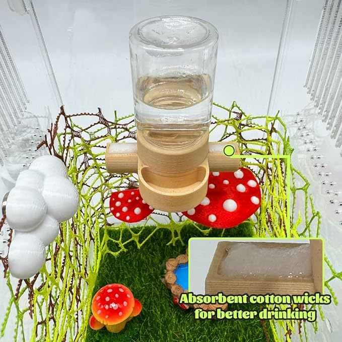 Jumping Spider Accessories, Jumping Spider Water Dispenser, Magnetic Hanging Feeder with Tweezers for Jumping Spiders, Tarantulas, Praying, Mantises (Beige)