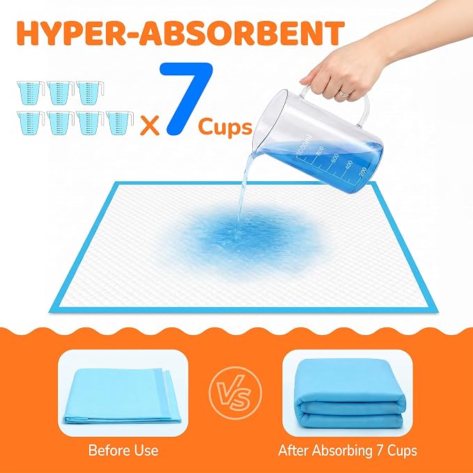 100 Count Puppy Pads 28"x34", Extra Large, Super Absorbent | Disposable Pee Pads for Dogs, Leak-Proof & Quick-Dry, Wee Wee Pads for Dogs, Potty Pads for Dogs, Dog Training Pads