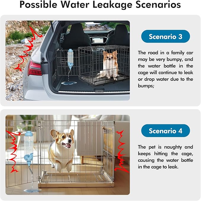 Vannon Dog Water Dispenser for Cage, 15oz Auto Feeding Crate Water Bottle for Dogs, Cats & Rabbits, Pet Nozzle Diameter: 12mm, BPA Free, Blue