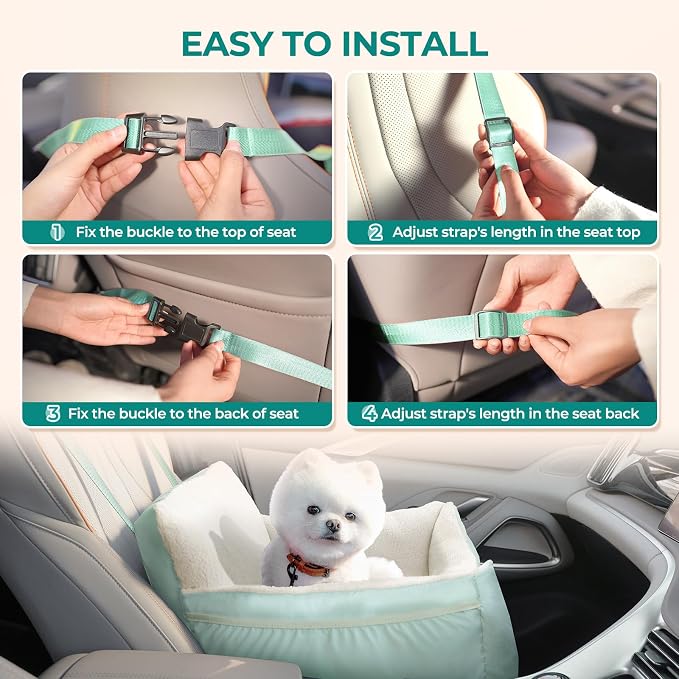Dog Car Seat for Small Dogs & Cats Under 25 lbs, Beige Green
