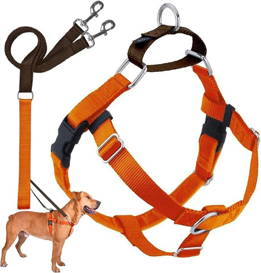 2 Hounds Design Freedom No Pull Dog Harness and Leash, 1" XXL, Rust | Promotes Easy Walking & Comfortable Control, Secure Fit, Adjustable Harness and Leash Set for XXL Sized Dogs, Made in USA