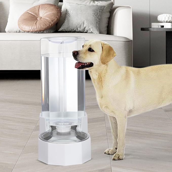 Sfozstra 9L Large Dog Water Dispenser: Gravity Design for Multiple Pets | Spill Resistant/No Filter Maintenance/Stainless Steel Bowl/Easy to Clean/Indoor & Outdoor Use