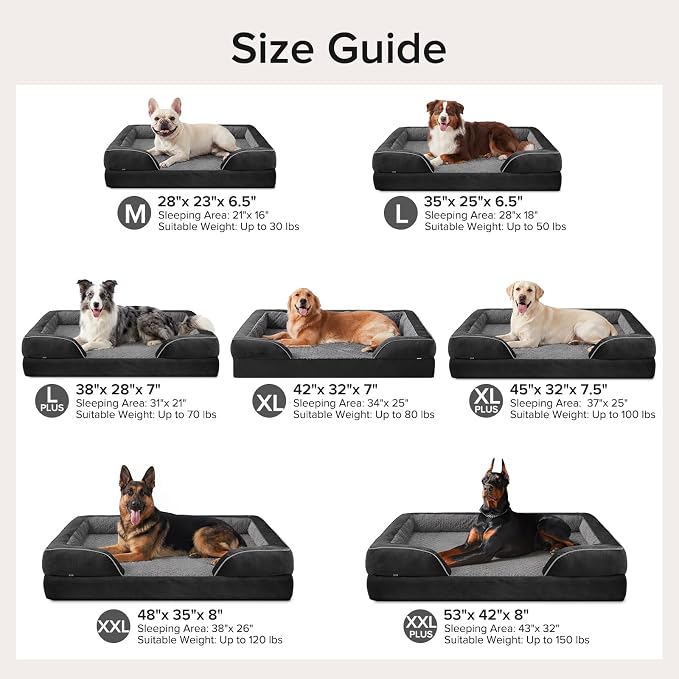 Orthopedic Medium Dog Dogs, Egg-Crate Foam Dog Couch with Washable Removable Cover, Waterproof Lining and Nonskid Bottom