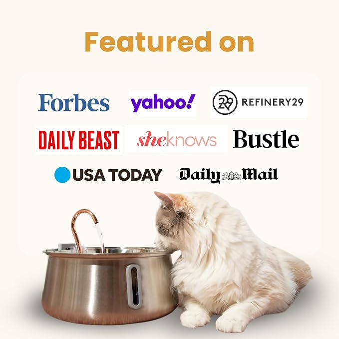 KittySpout Stainless Steel Cat Water Fountain Automatic Drinking Fountain, Quiet Circulating Water Bowl, Dishwasher Safe, Indoor Pet Fountain for Hydrated Healthy Cats (Stainless Steel, 4L Corded)