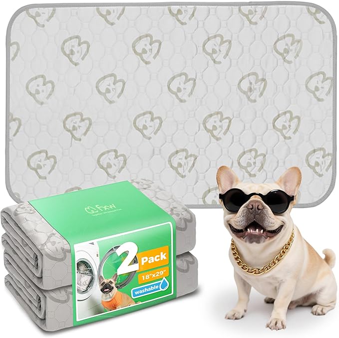 FXW Washable Pee Pads for Dogs, Super Absorbent, 18" x 29", 2 Packs | Machine washable, Non-slip backing