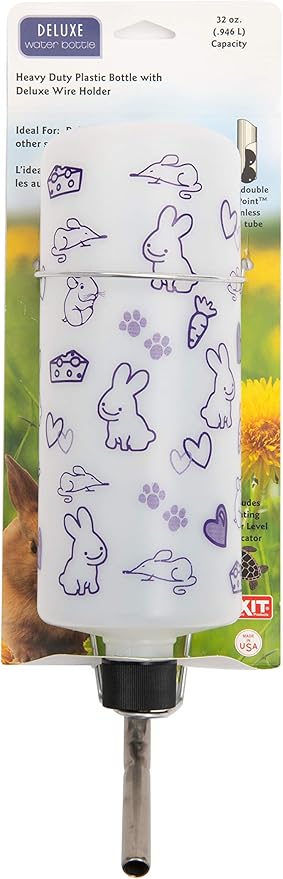 Lixit® Original Super Seal Classic Water Bottle for Rabbits, Cats, Ferrets, Hamsters, Guinea Pigs, Gerbils and Other Small Animals - Made in USA (Frosted (Pack of 1), 32 Ounce)