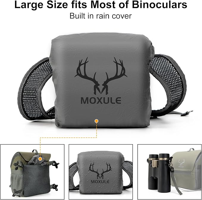 Binocular Harness Chest Pack: Bino Case, Magnetic Lid, Rain Cover | Silent one-hand access, water-resistant fabric, MOLLE webbing for hunting, birdwatching and hiking