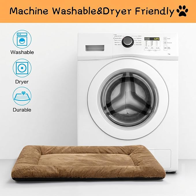 Dog Crate Pad Washable Dog Bed for Crate Medium Cozy Mat 30-Inch Camel | Ultra Soft Kennel Pad,Anti-Slip Bottom,Fits for Most Metal Crates,Comfortable Sleeping Pet Mat