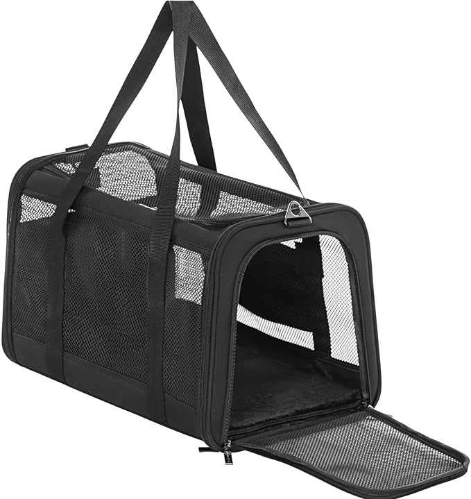 PETSFIT Soft-Sided Cat Carrier, Airline Approved | For Travel, 3 Carrying Ways, Lightweight and Ventilation on 5 Sides, Escape Proof, With Soft Fleece Pad