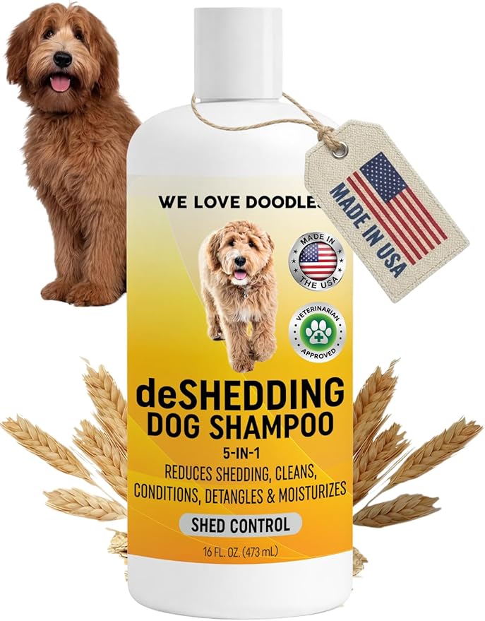 Dog Deshedding Shampoo | Made in USA | Eco-Friendly Ingredients | Shampoo for Shedding & Long Haired Dogs, Safe for Sensitive Skin & Allergies | 16 OZ [We Love Doodles]