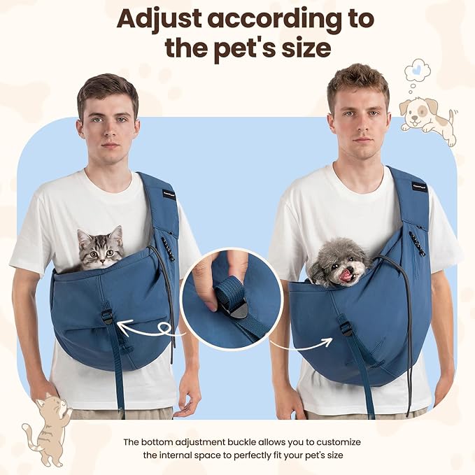 Dog Sling Carrier for Small Dogs & Cats,Pet Carrier Sling Bag with Adjustable Straps,Comfortable & Secure Travel Crossbody Bag for Puppies Up to 19lb,Airline Approved pet Carrier (Royal Blue)