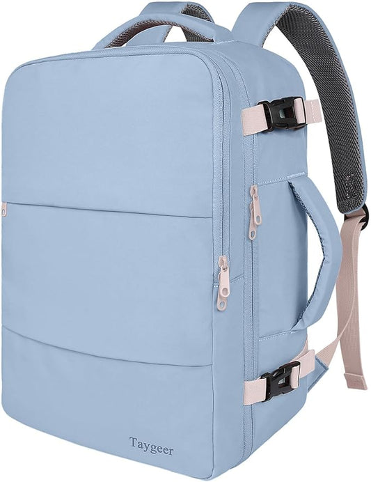 Taygeer Laptop Backpack for Women, TSA Approved Carry On with 17.3 inch Laptop Compartment, Cute Daypack for College Travel Essentials, Business Work Backpack for Travel Essentials, Powder Purple