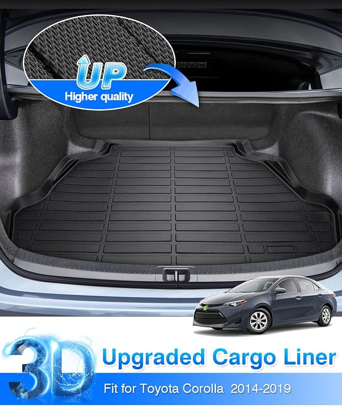 Cartist Trunk Mat Fits for Toyota Corolla 2014-2019 (Not fit Corolla Cross & hatcback) All Weather Cargo Liner for Corolla Accessories Waterproof Heavy Duty