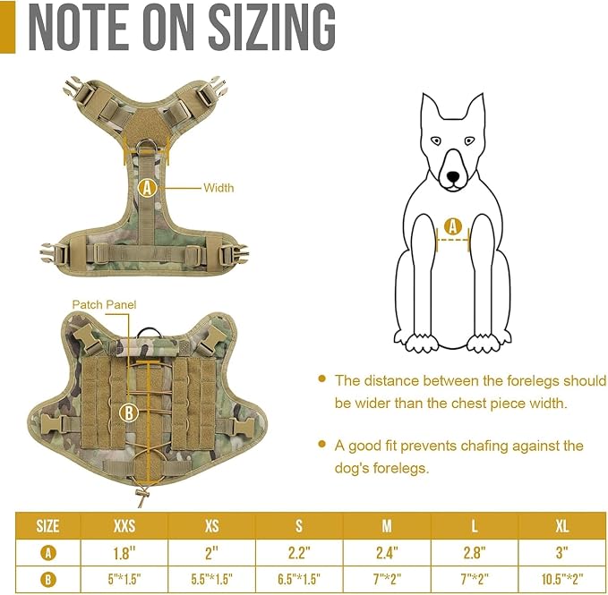 OneTigris Tactical Dog Harness with Handle Adjustable for Medium Large Dogs | Military 1000D Pullable Nylon, No-Pull Service Vest with Hook & Loop Panels, Easy On & Off for Walking Hiking Training Camo M
