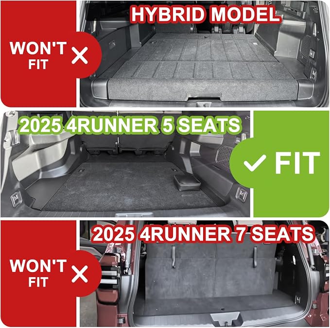 TripleAliners Trunk Mat & Rear Seatback Mat Fit for Toyota 2025 2026 4Runner All Weather TPE Liners Accessories Custom Fit TPE Heavy-Duty (Only for 5 Seats) - Not for Hybrid Model