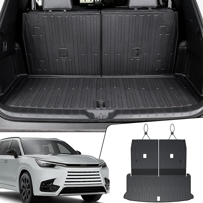 Cargo Mat with Backrest Mats for 2024 2025 2026 Lexus TX 350/500h/550h+, Fit with Subwoofer, All Weather TPE Protectors Cargo Liner Accessories for TX350/TX500h/TX550h+