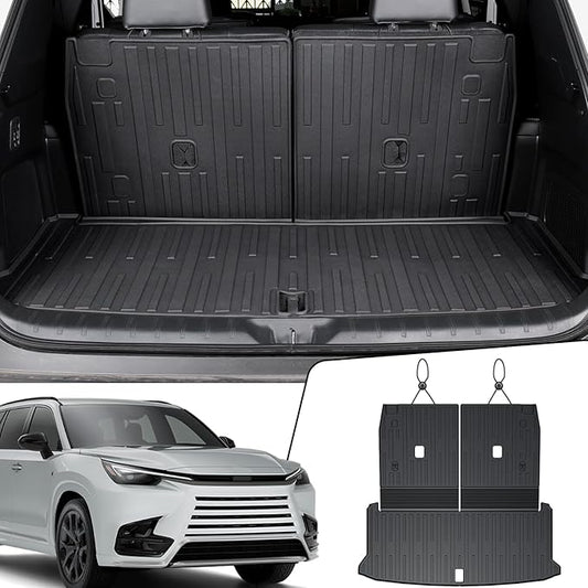 Cargo Mat with Backrest Mats for 2024 2025 2026 Lexus TX 350/500h/550h+, Fit with Subwoofer, All Weather TPE Protectors Cargo Liner Accessories for TX350/TX500h/TX550h+