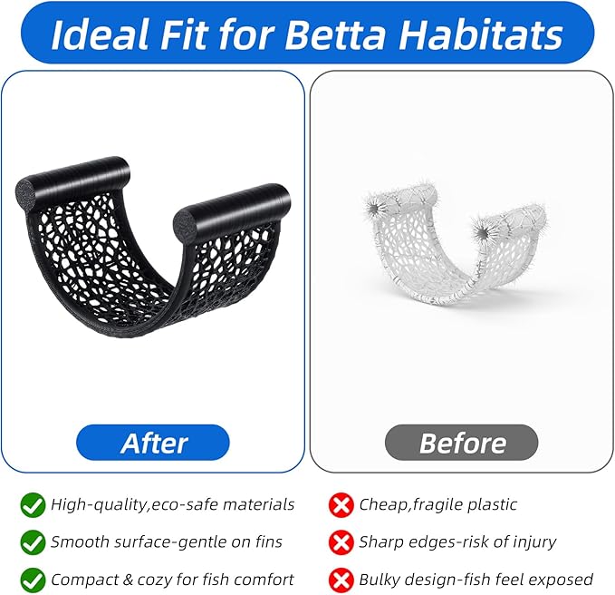 Black Betta Fish Hammock, Aquarium Floating Rest Platform for Small Fishes Floating Bed for Small Fish Betta Hammock Fishes Tank Accessories for Shrimp Fishs Bettas (Black)