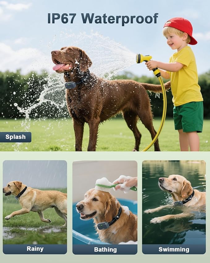 Shock Collar for Dogs, IP67 Waterproof Dog Training Collar with Remote Control, 3 Modes: Beep, Vibration, Safe Static, Rechargeable Adjustable for 15-110lbs Medium Large Dogs