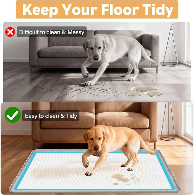 50" x35" Pee Pad Holder for Dog Puppy Pad Holder Gray | Large Silicone Pee Tray for Dog Training Floor Protection Raised Edge Dog Potty Tray, No Pee Pads(