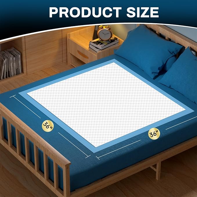 AAY Disposable Bed Pads 36" x 36" (50 Count) , Extra Large Heavy Duty Incontinence Underpads, Super Absorbent 3XL Chucks Pee Pads for Adults, Kids, Pets, Puppy Training