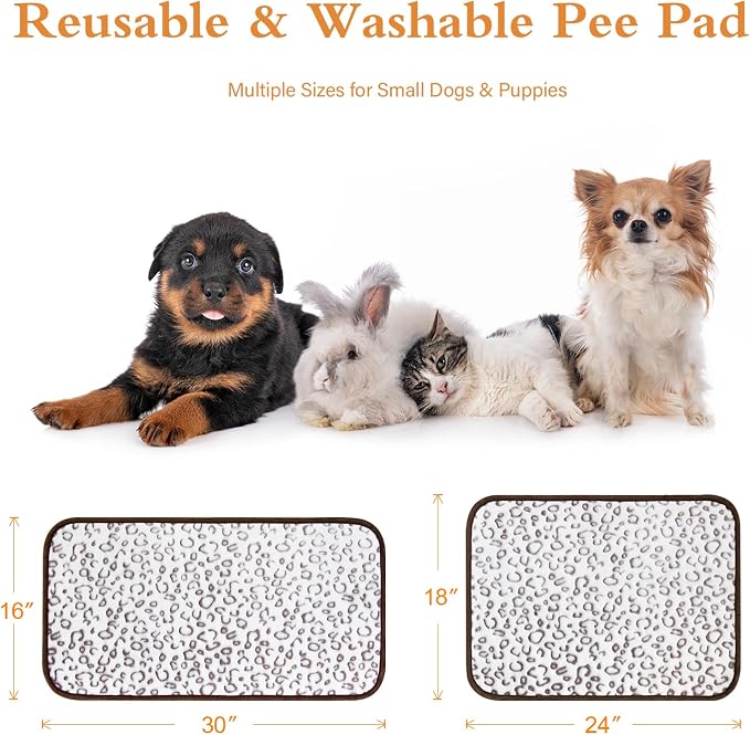Reusable Puppy Pads, Washable Pee Pads, Leakproof 16"x 30" 2 Pack | High Absorbency Dog Training Pads, Wee Wee Pads With Waterproof Non-Slip Base For Indoor Potty, Crates, Playpen & Senior Dogs