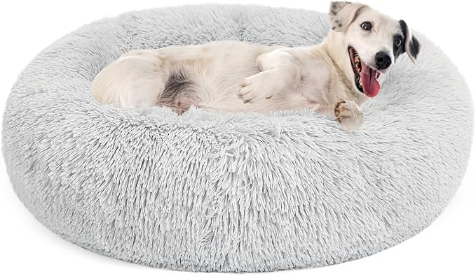 MIXJOY Orthopedic Dog Bed Comfortable Donut Cuddler Round Pet Beds Ultra Soft Washable Dog and Cat Cushion Bed (30'', Light Grey)
