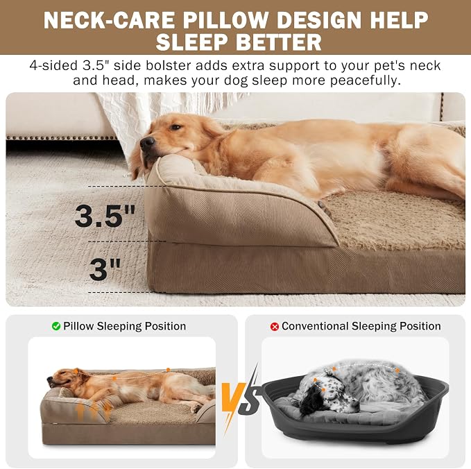 Orthopedic Medium Dog Beds for Medium Dogs, Waterproof, Egg-Crate Foam Dog Couch Bed with Washable Removable Cover, Waterproof Lining and Nonskid Bottom