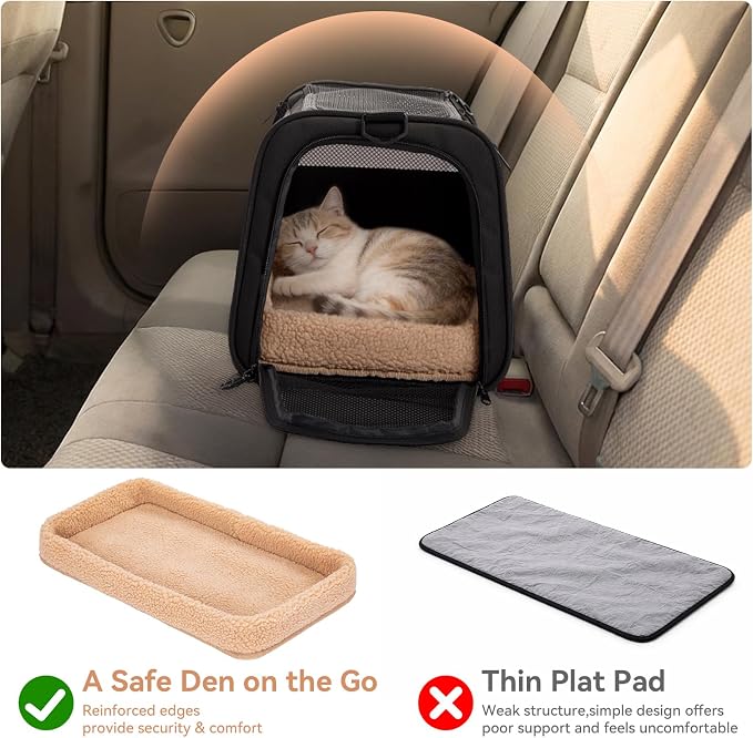 PETSFIT Large Cat Carrier with Patented Safety Buckles,Big Cats Up to 20 lb | Secure Carrier for Safe Driving, Lockable Zippers, Safety Tether, Travel Pet Carrier for Trips & Vet Visits,19 x 12 x 12