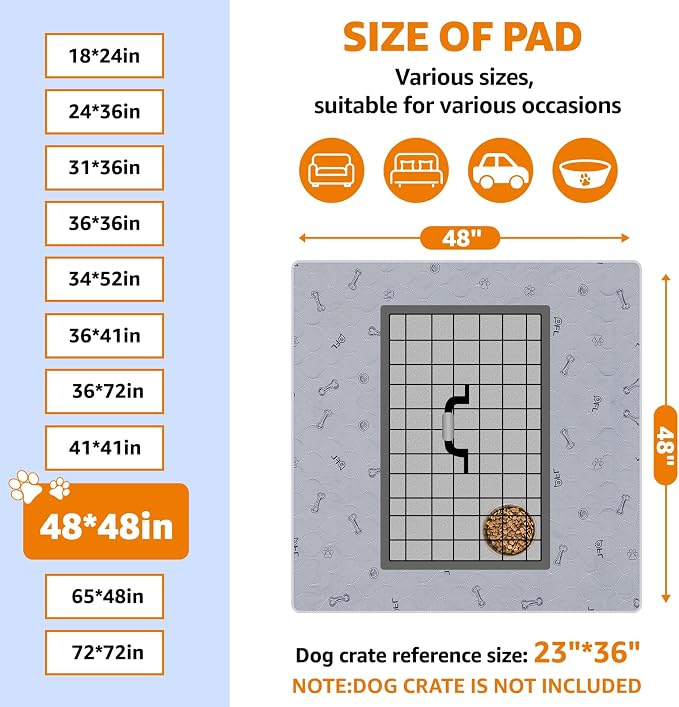 2Pack Puppy Pads Washable, 48x48 Reusable Pee Pads for Dogs, Absorbent Whelping Pads Waterproof Dog Rug Non-Slip Protector for Housbreaking,Potty Training,Bed Couch Carpet | Reusable, Non-Slip Whelping Pads, Waterproof Dog Rug for Housbreaking,Potty Tr...
